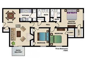 Three Bedrooms/Two Bathrooms