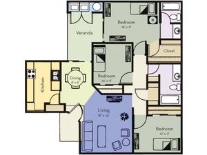 Three Bedroom, Two Bathroom