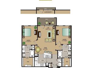 Two bedroom, two bath, kitchen, pantry, coat closet, living room, dining room, two walk in closets, linen closet and patio and laundry room