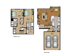 Two bedroom, two and a half bathroom townhome with attached garage, kitchen, pantry, coat closet, living room, dining room, two walk in closets, linen closet and patio and laundry room