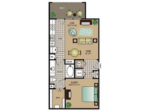 One bedroom one bathroom, kitchen, kitchen pantry, dining room, living room, laundry room , one closet and patio.