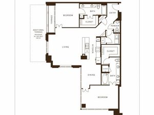 Two bedroom, two and a half bathroom, terrace, living room, dining room, kitchen, two walk in closet, laundry room, utility closet, coat closet, and pantry. 1672 square feet B6 floor plan.