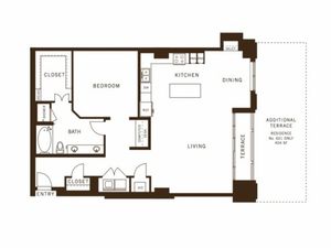 One bedroom, one bathroom, kitchen, living room, pantry , coat closet, walk in closet, laundry room, utility room, and patio , 1348 Square feet.