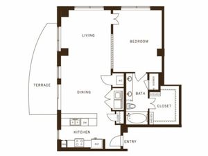 One bedroom, one bathroom, kitchen, living room, pantry , coat closet, walk in closet, laundry room, utility room, and patio , 1123 Square feet.