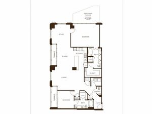 Two bedroom, two and a half bathroom, terrace, living room, dining room, kitchen, two walk in closet, laundry room, utility closet, coat closet, and pantry. 2003 square feet B9 floor plan.