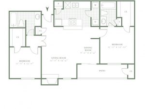 Two Bedroom/Two Bath - 972sf