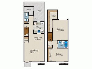 Two Bedroom Townhome that is newly renovated. Consists of stainless steel appliances, granite breakfast bar, washer/dryer in unit, new flooring, new painting, and a private patio.