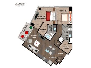 Element Music Row (Moved to RC) - 2 BR / 2 BA - B2