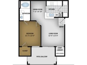 A Floorplan- 648 Sq. Ft.