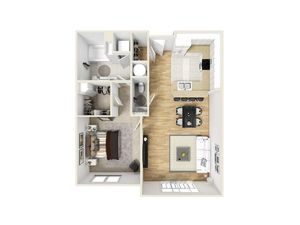 One Bedroom One and a Half Bathroom Layout