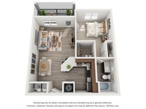 Portofino 723 Square Feet One Bedroom | One Bathroom