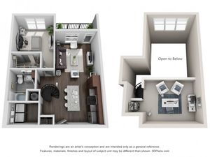 Imperial 1 Bedroom & 1 Bathroom Floor Plan At San Mateo Crossing Apartments