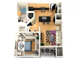 One Bedroom One Bathroom floor plan