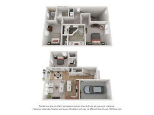 Three Bedroom Apartments In Lee\'s Summit, MO - Chapel Ridge Townhomes - Blueprint of The Ridgestone Floor Plan