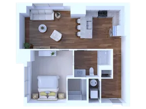 1 Bedroom/1 Bathroom-748 square feet