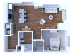 1 Bedroom/1 Bathroom-790 square feet