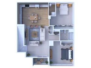 2 Bedroom / 1 Bathroom Penthouse - 1,394