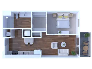 1 Bed/1 bath 611 sq. ft.