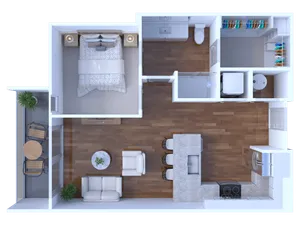 1 bed/1 bath 580 sq. ft.