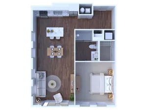 1 bedroom 1 bath C8 808 sqft