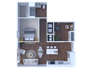 1 bedroom 1 bath D2 868 sqft