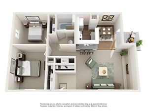 2 bed floorplan