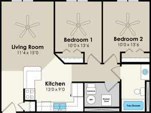 2 Bedroom Floor Plan | West Towne | Ames, Iowa
