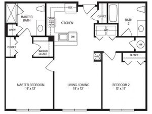 2 Bedroom Floor Plan | Rumney Flats