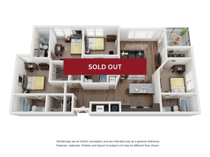 4BR/4BA - Corner 4 Bed  / 4 Bath &mdash; 1,382 sq. ft