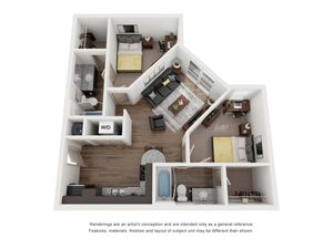 2BR/2BA - Corner 2 Bed / 2 Bath &mdash; 825 sq. ft
