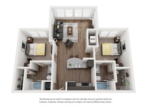 2BR/2BA - Flat 2 Bed  / 2 Bath &mdash; 845 sq. ft