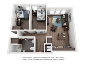Arena District Apartments - Two Bedroom Floorplan