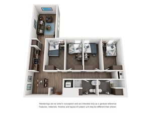 Arena District Apartments - Two-Bedroom Floorplan