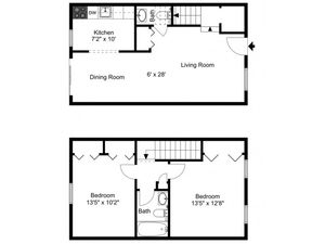 Two bedroom, two bathroom townhome