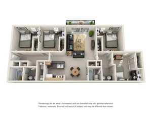 Campus Crossings at Ram\'s Pointe - Four-Bedroom Floorplan