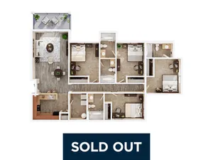 Sophisticated 3-bedroom floor plan with two bathrooms, featuring an airy living area and modern kitchen, complemented by a stylish balcony. Currently sold out.