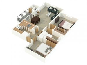 Canyon Springs 2-bedroom apartment floor plan featuring covered balcony and full-size kitchen in Lynnwood Washington