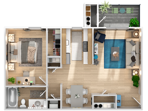 Phoenix Sacramento 1x1 bedroom floorplan