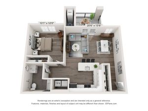 One Bedroom ADA Floor Plan