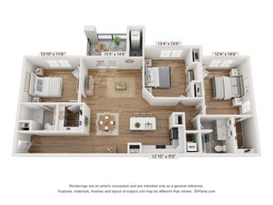 Three Bedroom floor plan