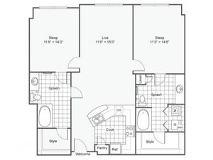 Floor Plan 17 | Apartments Downtown Dallas TX | Arrive West End