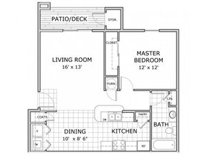 floor plan image of a 1 bedroom apartment at Cambridge Park