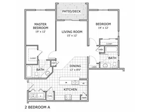 floor plan image of 2 bedroom apartment at Coryell Courts
