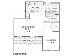 floor plan image of 1 bedroom apartment home at Coryell Courts in Springfield, MO