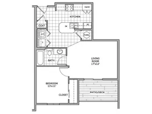 floor plan image of a 1 bedroom apartment
