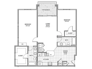 floor plan image for 2 bedroom and 2 bathroom apartment home at Coryell Courts