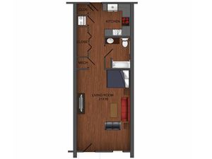 Studio apartment home floor plan at Township 28
