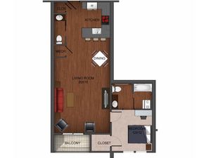 floor plan image of one bedroom apartment home at Township 28