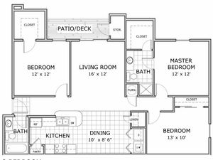 Floor plan image of 3 bedroom apartment home