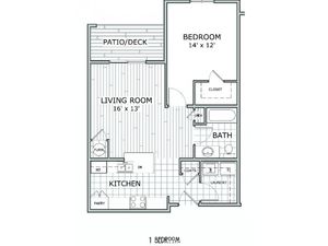 floor plan image of 1 bedroom apartment